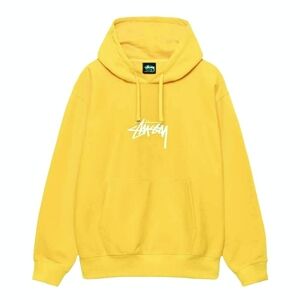 Lemon yellow Stussy hoodie with embroidered logo size small